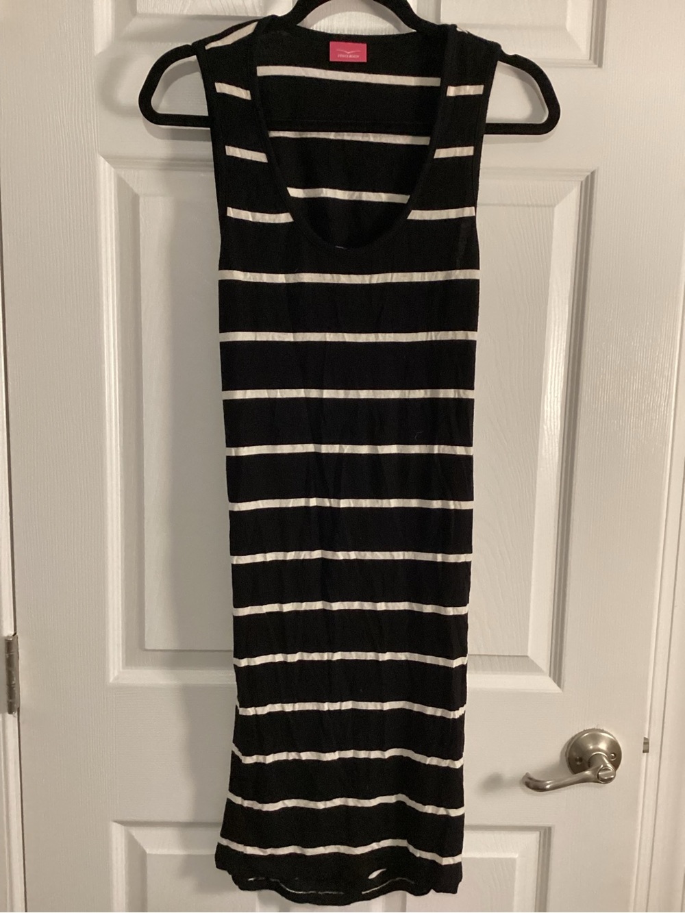 Sleeveless Black & White Striped Tank Dress